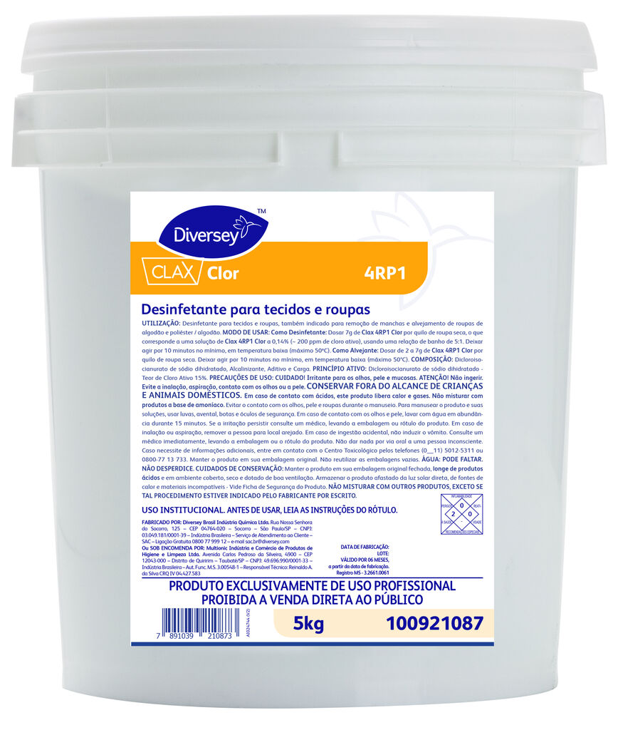 CLAX CLOR 5kg - DESINFETANTE PARA TECIDOS E ROUPAS